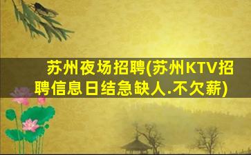 苏州夜场招聘(苏州KTV招聘信息日结急缺人.不欠薪)